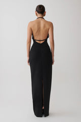 Gracie Halter Maxi Dress - Black