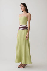 Solaris Strapless Contrast Knit Maxi Dress - Light Olive