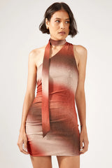 Perfect Stranger Superstition Mini Mesh Dress Brown Print