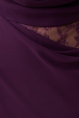 Arra Chiffon And Lace Halter Maxi Dress - Plum