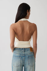 Jina Draped Halter Top - Ivory
