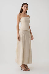 Annie Strapless Tie Back Linen Top - Natural