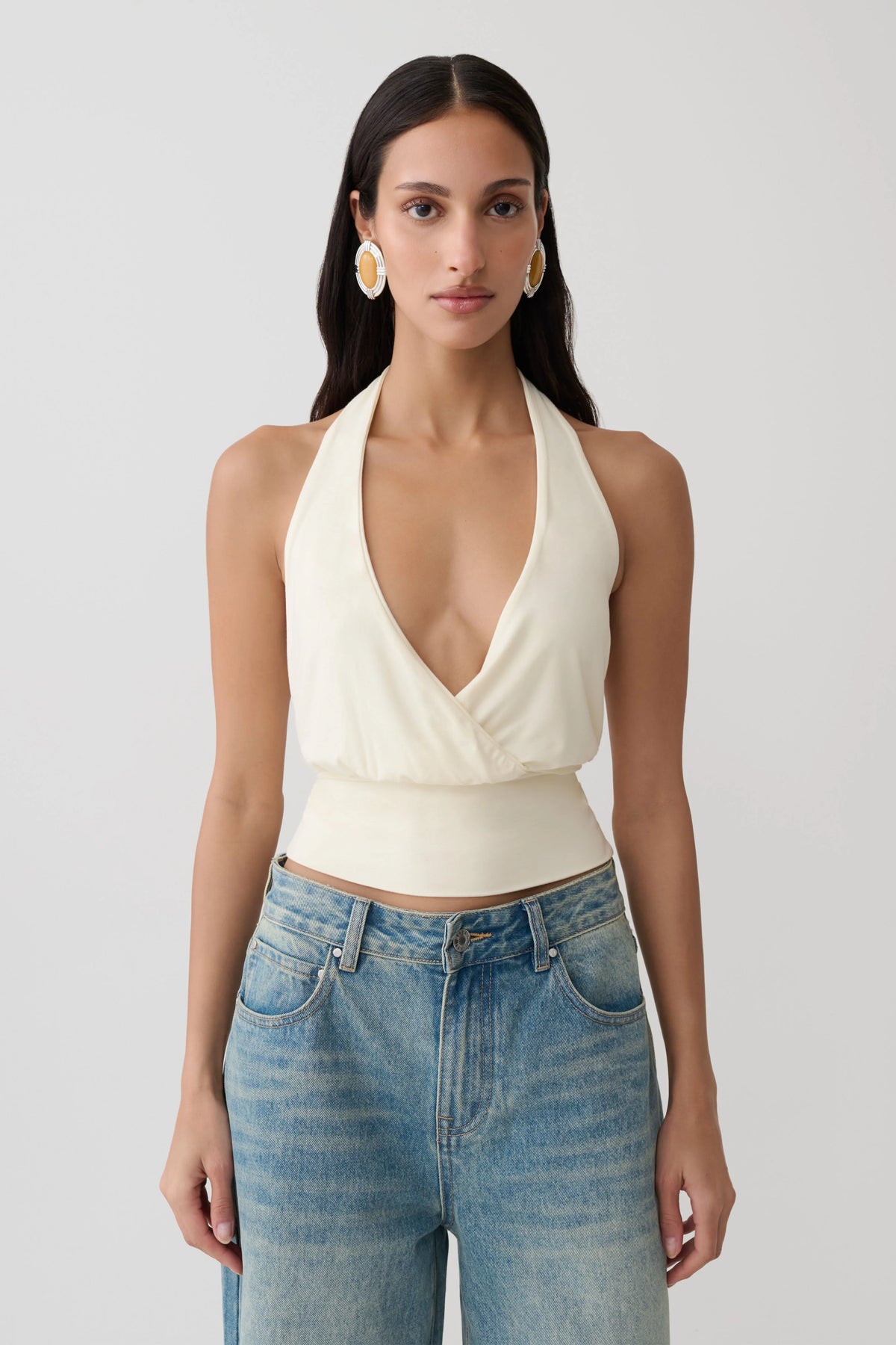 Jina Draped Halter Top - Ivory