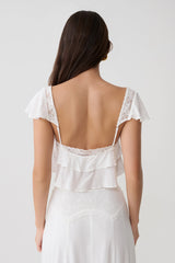 Skylar Lace Sleeveless Crop Top - White