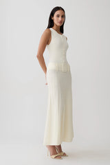Rebena Pleated Midi Dress - Ivory