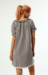 WEWOREWHAT Gingham Puff Sleeve Button Up Mini Dress