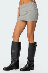 Gino Fold Over Knit Mini Skirt