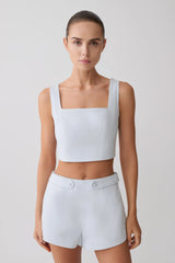 Josephine Crop Top With Open Back - Ice Blue