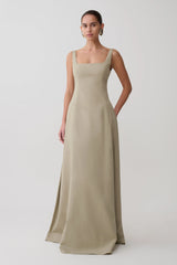 Salma Drop Waist Cotton Maxi Dress - Sage