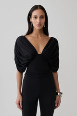 Aerin Gathered Bodice Top - Black