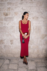 Allyra Scoop Stretch Crepe Midi Dress - Red