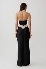 Louise Satin And Lace Maxi Dress - Black/Ivory