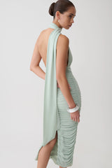 Giannie Draped Midi Dress - Aqua Grey