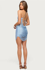 Edikted Izabel Fringed Backless Mini Dress
