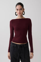 Coraline Long Sleeve Sheer Top - Burgundy