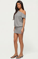 Edikted Striped Off Shoulder Cutout Mini Dress