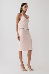 Fenn Peached Jersey Draped Back Top - Muted Pink