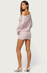 Edikted Off Shoulder Sequin Knit Mini Dress