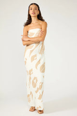 Perfect Stranger Cielle Strapless Maxi Dress Nude Print