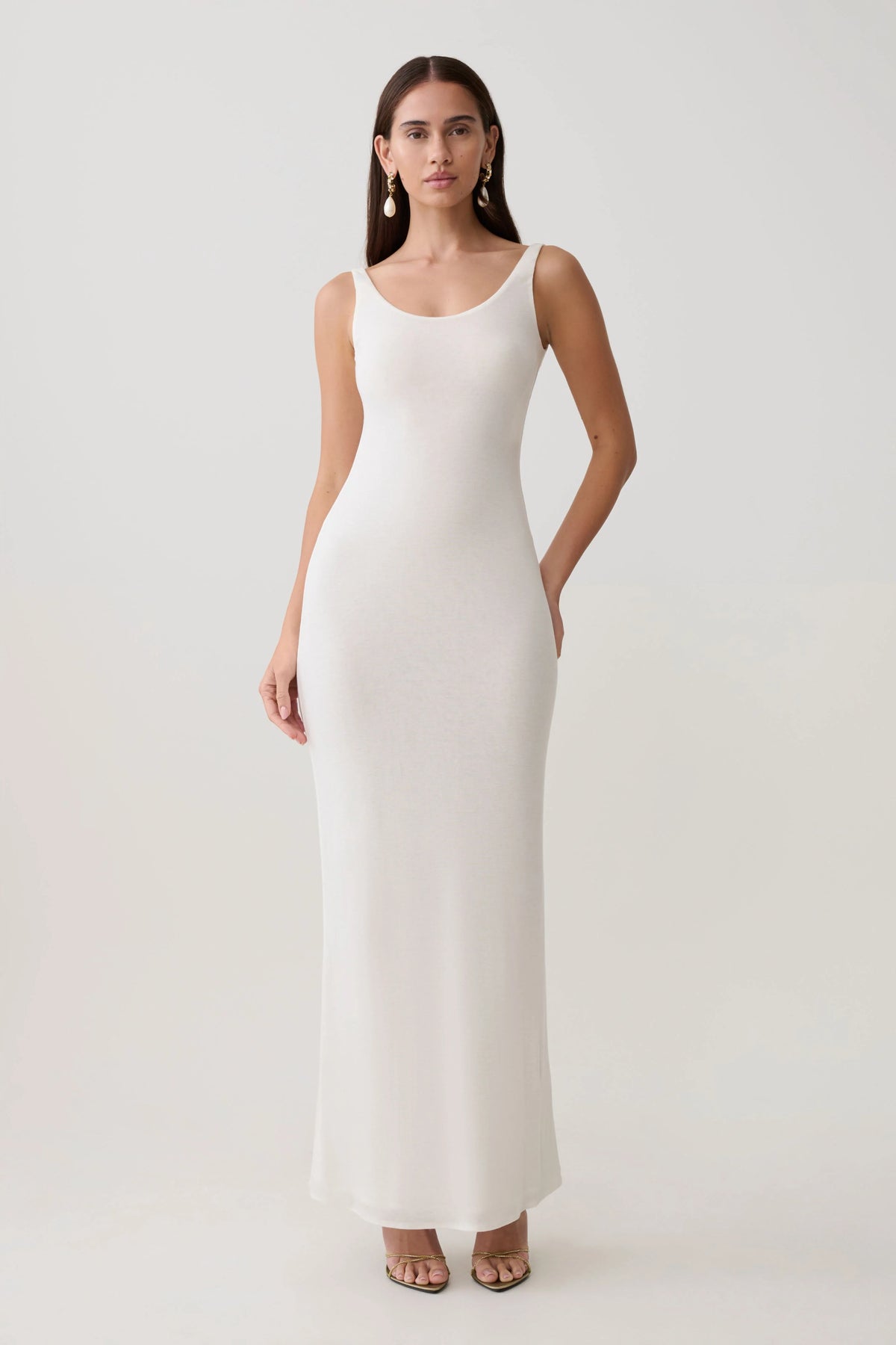 Gwenaelle Scoop Neck Jersey Maxi Dress - White