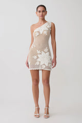 Barker Hand Crochet Knit Mini Dress - White