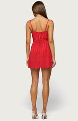 Edikted Polka Dot Cupped Chiffon Mini Dress