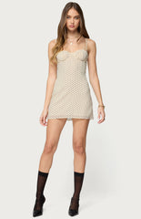 Edikted Polka Dot Cupped Chiffon Mini Dress