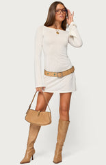 Edikted Noria Sheer Flared Sleeve Mini Dress