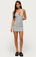 Edikted Joan Striped Halter Mini Dress