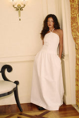 Perfect Stranger Morella Halter Maxi Dress White