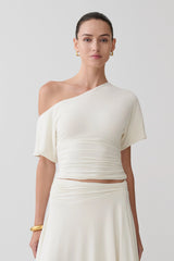 Luu Off Shoulder Slinky Top - Ivory