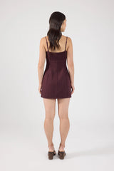 Perfect Stranger Sadie Linen Mini Dress Dark Choc