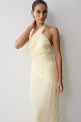 Chiara Halter Satin Maxi Dress - Buttermilk