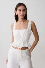 Vivian Embroidered Sleeveless Top - White