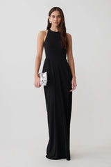 Bahari Low Back Halter Maxi Dress - Black
