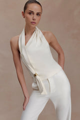 Marina Halter Top With Hardware - Ivory