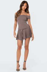 Edikted Tala Belted Off Shoulder Mini Dress