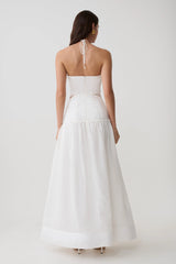 Fiona Linen Halter Maxi Dress - White