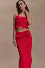 Samira Halter Knit Twist Top - Red