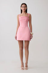 Isabel Satin Corset Mini Dress - Pink