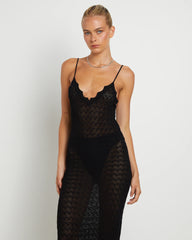 Eleanor Lace Knit Maxi Dress in Black
