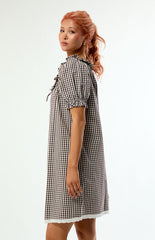 WEWOREWHAT Gingham Puff Sleeve Button Up Mini Dress
