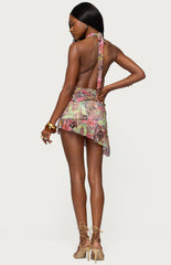 Edikted Kora Mixed Print Backless Mini Dress