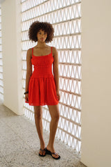 Perfect Stranger Ellis Shirred Mini Dress Red