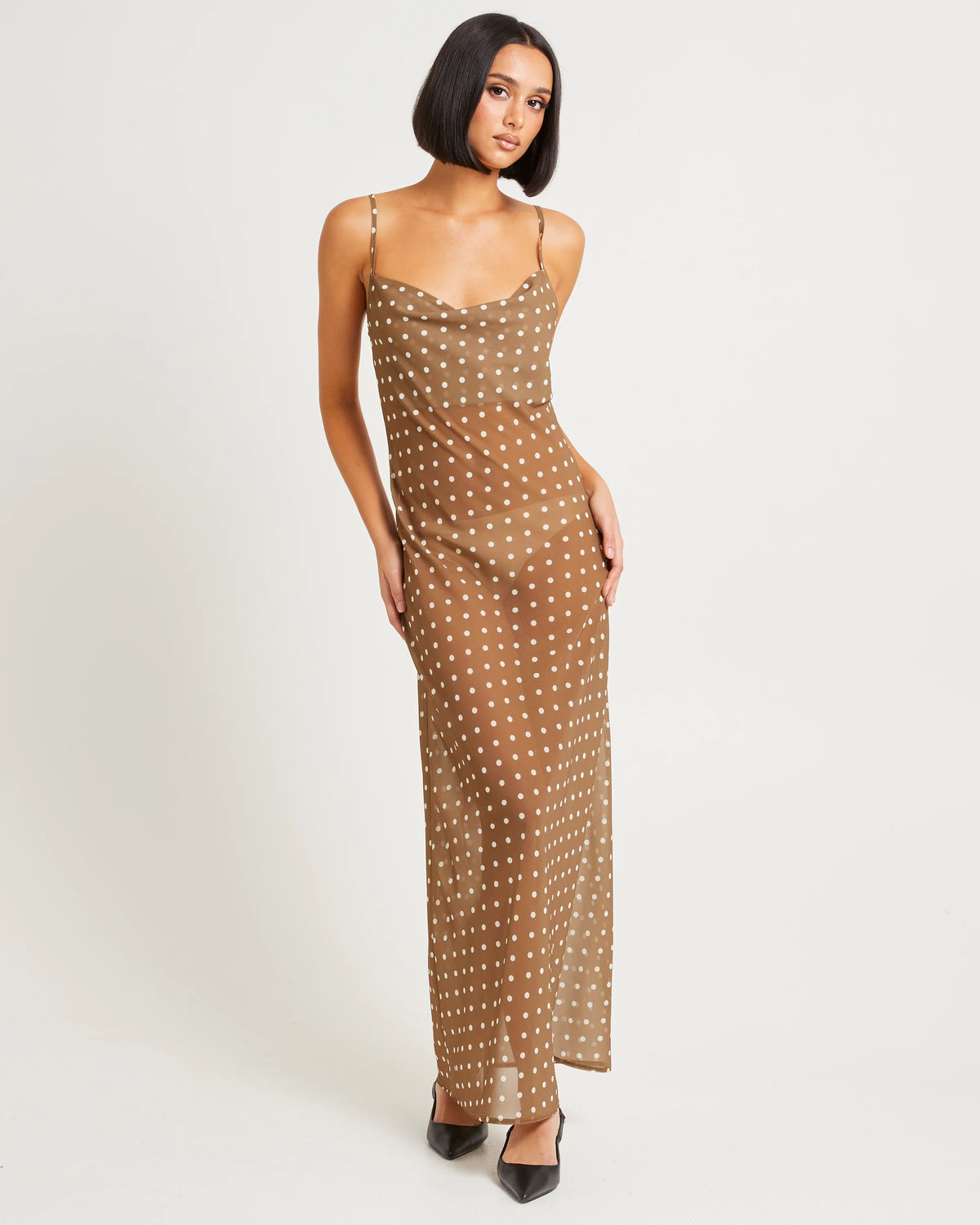 Paris Polka Dot Sheer Maxi Dress