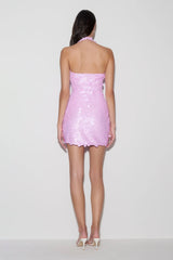 Caralee Sequin Halter Mini Dress - Pale Pink