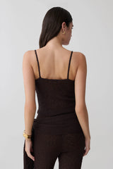 Mattais Boucle Knit Top - Dark Chocolate