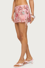 Bead & Sequin Side Tie Mini Skirt