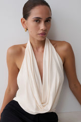 Huyen Cowl Front Modal Top - Ivory
