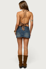 Libbey Studded Denim Mini Skirt